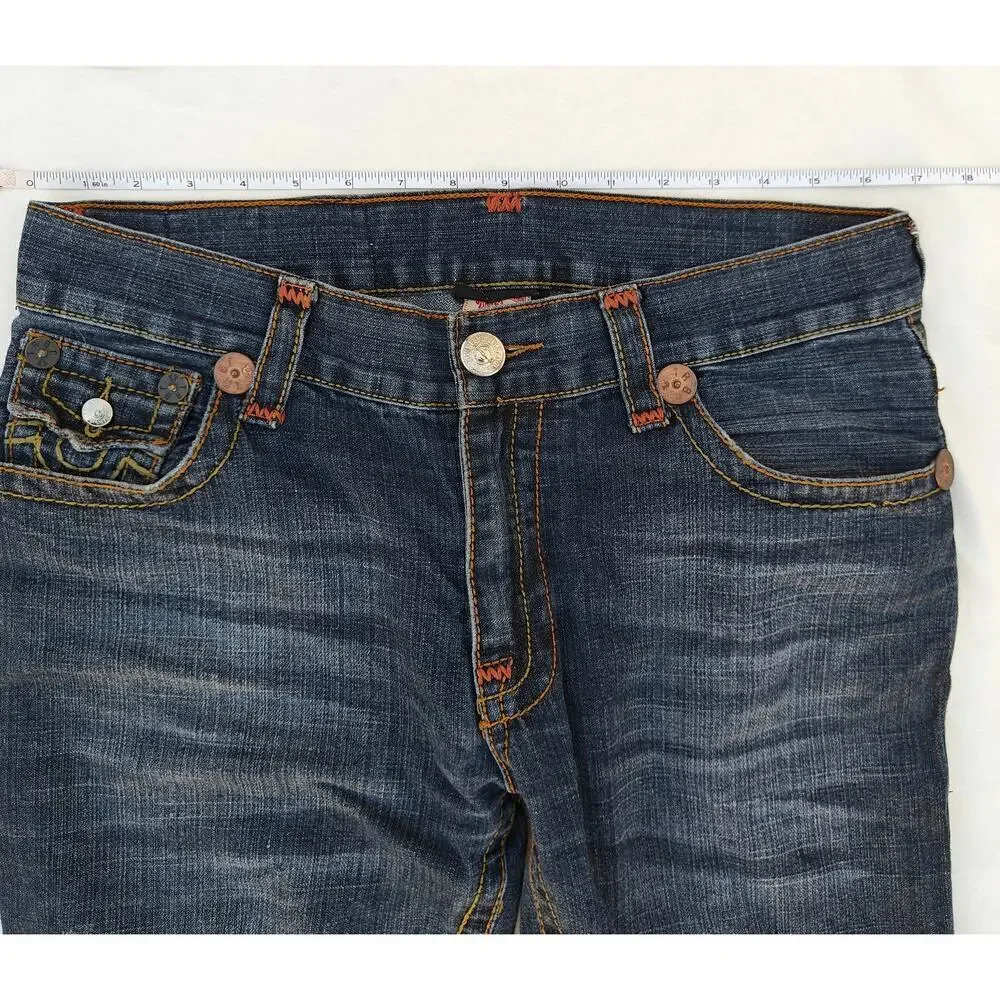 True Religion Joey Big T Jeans 34x33 Men’s Distressed Straight Leg Denim